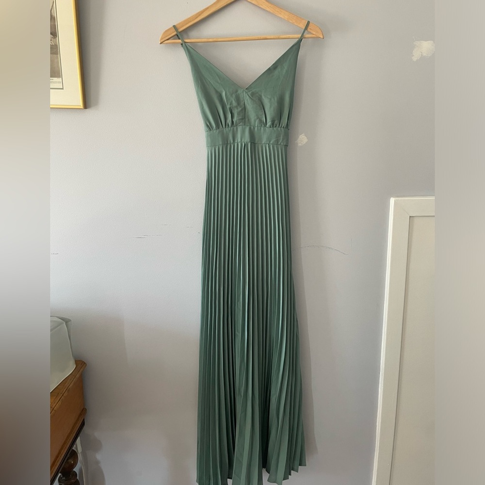 Pleated Maxi Dress in Sage Green